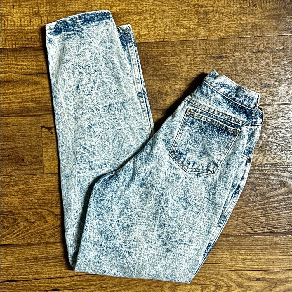 Congo Trader ~ USA ~ Size 8 (24/30) ~ Blue Acid Wash Denim Mom High Rise Jeans